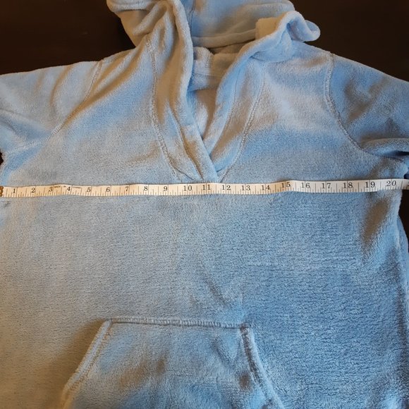 Cozy Soft Warm Light Blue Fleece Plush Women's Hoodie Kangaroo Loungewear - Picture 3 of 4